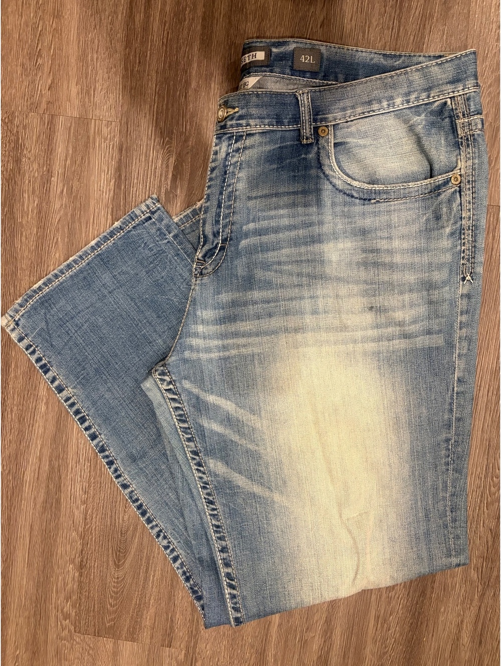 BKE Seth Straight Leg Jeans 42L Light Wash Denim